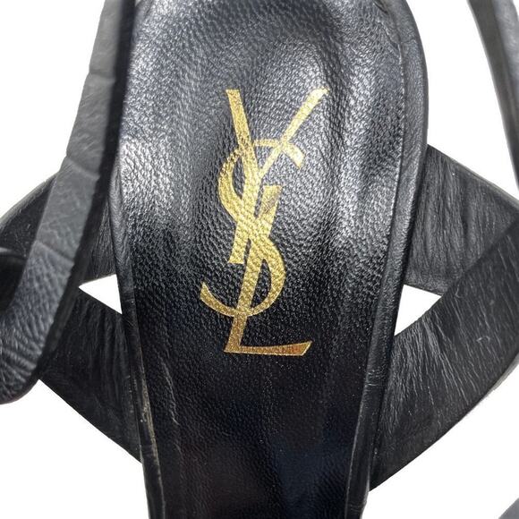 Saint Laurent Tribute 120 Embossed Leather Platform Sandals Black 40.5 - Picture 7 of 11
